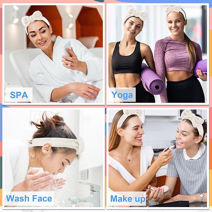 Tigeen 52 Pieces Spa Headband for Washing Face Bulk Soft Coral Fleece Skincare - Image 6