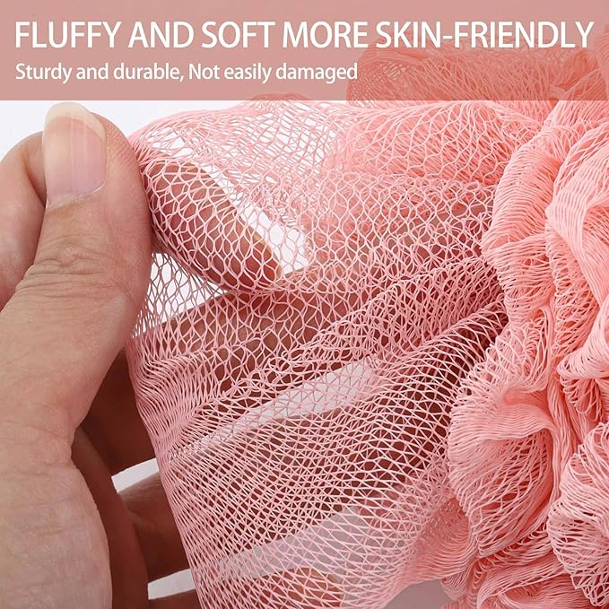 BTYMS 4 Pieces Shower Loofahs Bath Sponges 60g/pcs Mesh Puffs Body Scrub Luffas - Image 2