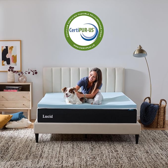 Lucid 3 Inch Memory Foam Mattress Topper, Full XL Size – Cooling Gel Bed Topper - Image 5