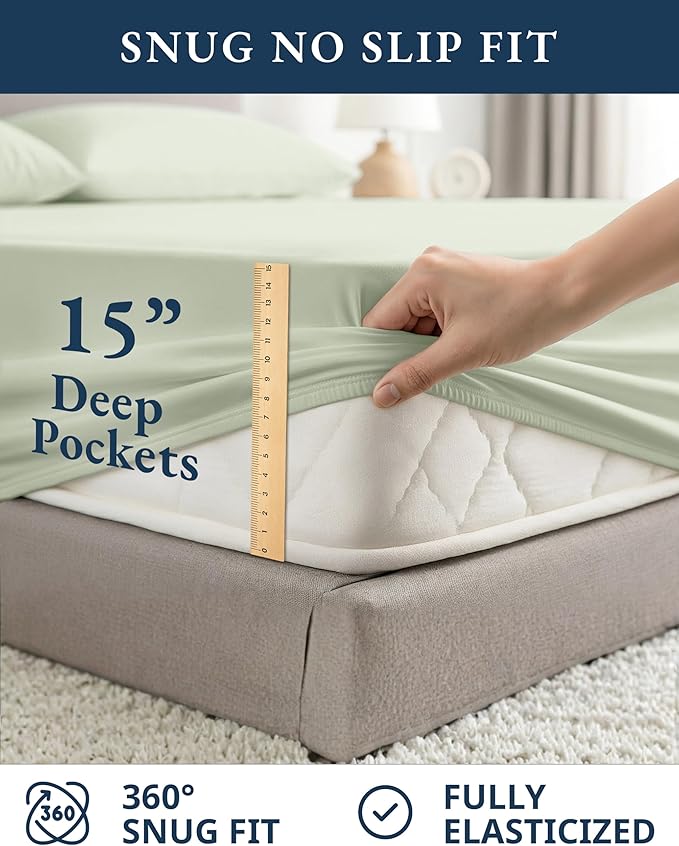 LANE LINEN 100% Organic Cotton Twin Sheets, Soft & Comfy Percale Weave - Image 7