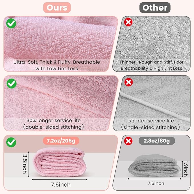 Microfiber Hair Towel Wrap for Women, 2 Pack Large Fast Drying Hair Towel - Image 2
