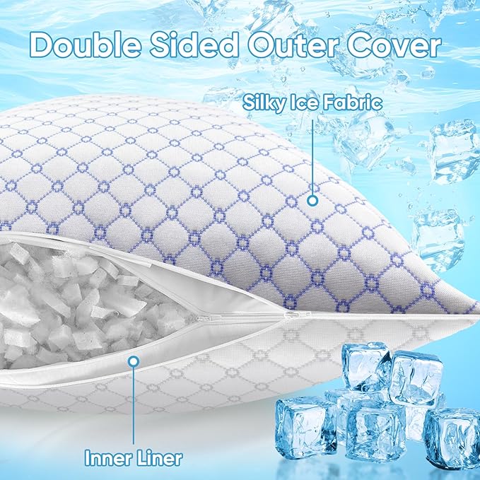 OAISZ Cooling Pillow Queen Size, Shredded Memory Foam Bed Pillows - Image 4