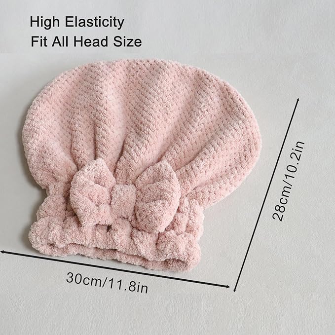 Jseng 3PC Microfiber Hair Towel Caps, Extreme Soft & Ultra Absorbent, Fast - Image 2