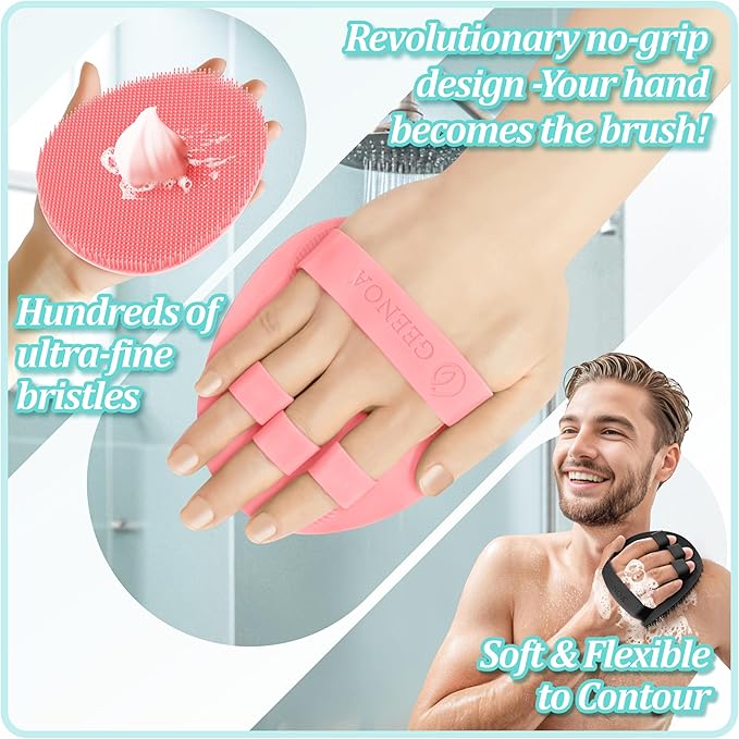 New Silicone Body Scrubber 4PCS, 360° Anti-Slip & Enlarged Exfoliating Bath - Image 6