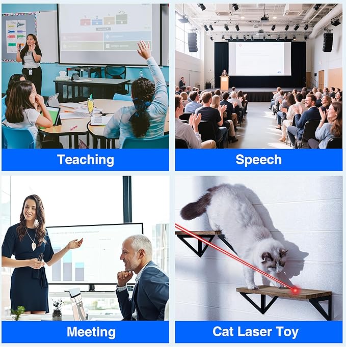 Rechargeable Wireless Presentation Clicker with Red Laser Pointer and Battery & Timer Display, Powerpoint Clicker for PC Mac Keynote Google, Presenter Remote PPT Remote for Powerpoint Presentations