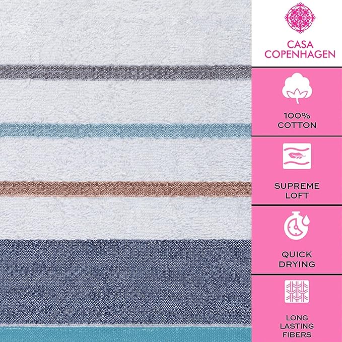 CASA COPENHAGEN White Bay 4Pcs 100% Egyptian Cotton Designer Hand Towels Gift - Image 4