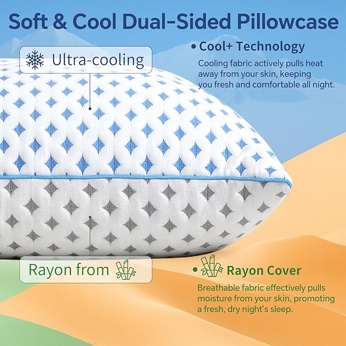 Memory Foam Pillow – Adjustable Loft Cooling Pillow Standard Size 1 Pack - Image 3