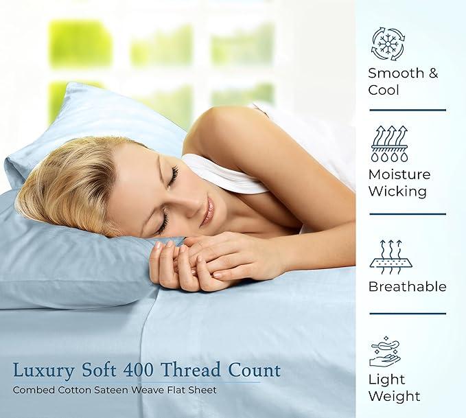 400 Thread Count 100% American Grown Cotton Flat Sheet - Image 5