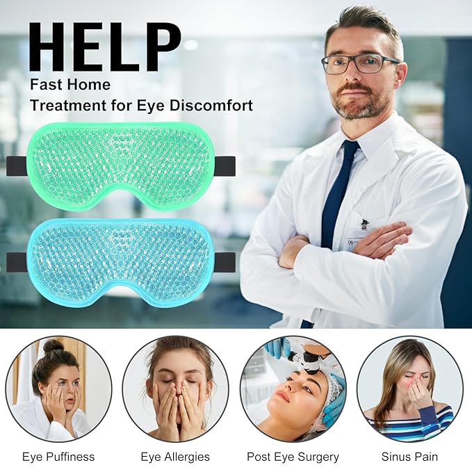 BeeVines Gel Eye Mask, 2 Pack Cooling Ice Masks - Image 2