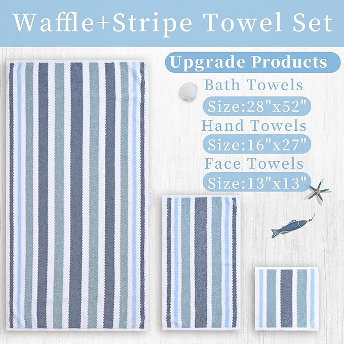 Waffle Hand Towels, Striped Hand Towel, Durable Towel - Image 4
