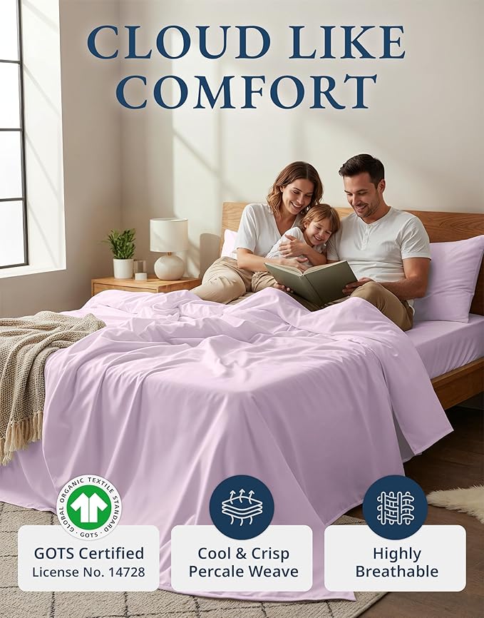 LANE LINEN 100% Organic Cotton Sustainably Produced Extra Large Twin Sheets - Image 2