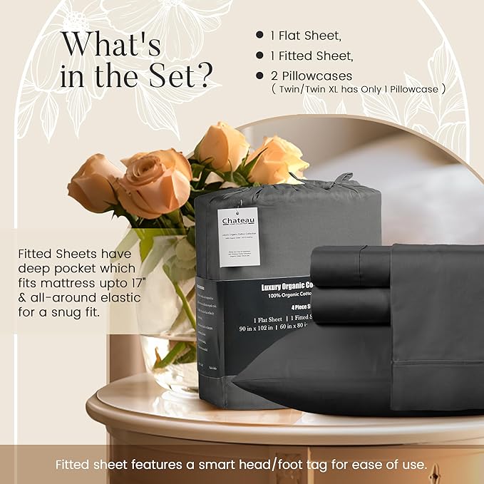 100% Cotton Sheets King Size Sheets Set - Image 5