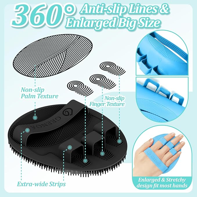 New Silicone Bath Glove with Straps, 360° Anti-Slip & Enlarged Exfoliating Body - Image 4