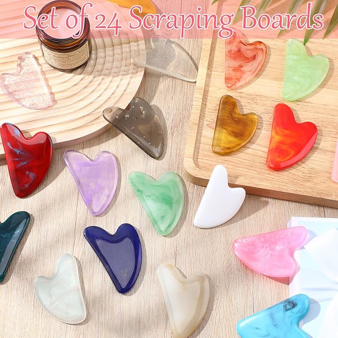 Sherr 48 Pcs Gua Sha Facial Tool Resin Gua Sha Massage Tool Heart Shaped Facial - Image 4