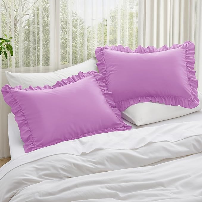 KKJIAF Ruffle Pillow Cases Standard Size Set of 2, Ruffled Pillow Covers - Image 2
