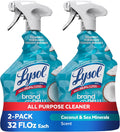 Lysol All Purpose Cleaner Spray, Multi-Purpose Disinfecting Spray, Kitchen & Bathroom Cleaner, Coconut & Sea Minerals 32 oz (Pack of 2)