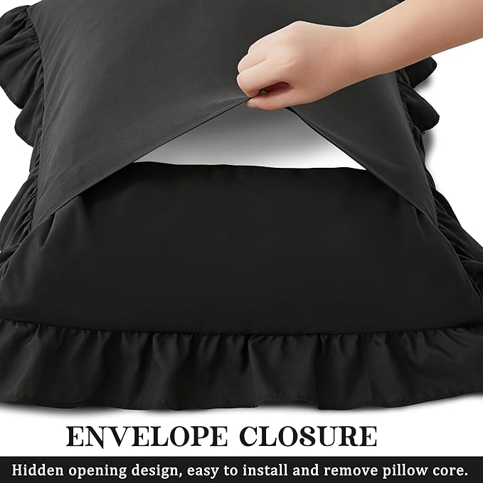 KKJIAF Ruffle Pillow Cases King Size Set of 2, Ruffled Pillow Covers - Image 5