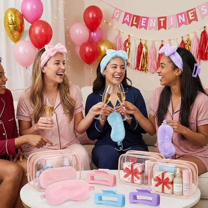 Hoteam 24 Pcs Spa Party Favors Supplies 6 Spa Headband 6 Plush Sleep Eye Mask 6 - Image 5