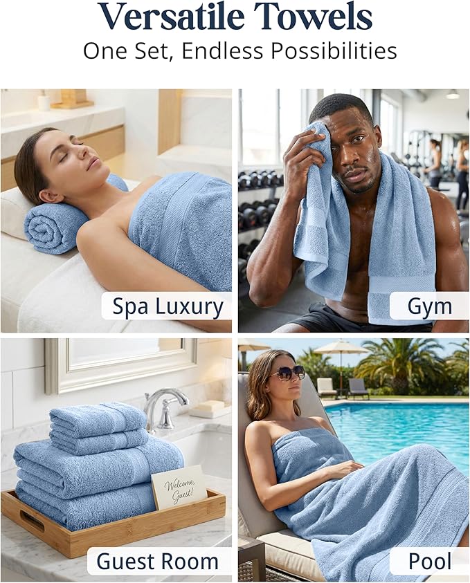 LANE LINEN 100% Cotton Bath Towels 6 Piece Set - Image 7