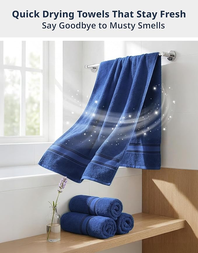 LANE LINEN 100% Cotton 4 Pack Bath Towels - Image 7