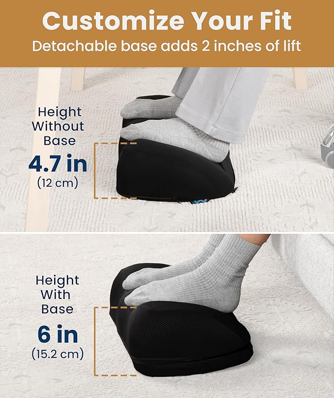 Everlasting Comfort Adjustable Cloud Foot Rest for Under Desk at Work with Pressure Point Nodes - Comfortable Memory Foam Office Foot Stool & Under Desk Pillow for Gaming & Home Accessories