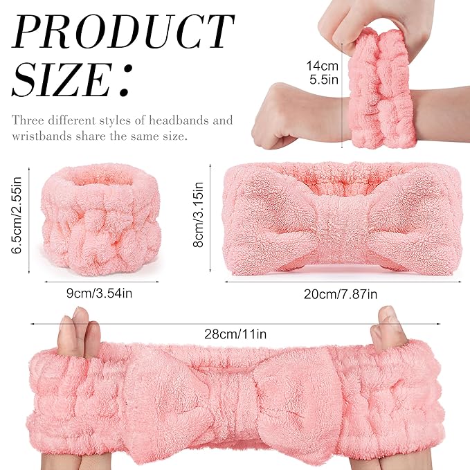 DiyJibb 9 Pcs Spa Headband for Washing Face, Skincare Headband and Wristband Set - Image 9