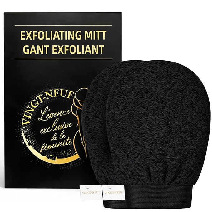 Premium Exfoliating Gloves for Shower 1Pc, 100% Viscose Deep Exfoliating Body by VINGT-NEUF