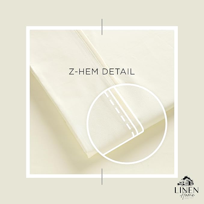 Linen Home 100% Cotton Percale 1 Flat Sheet, Queen Size - Image 3