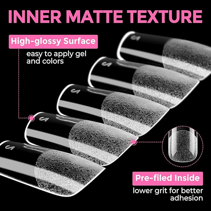 UNA GELLA Medium Square Nail Tips: 216pcs Square Press on Nails Pre-shape Clear - Image 6