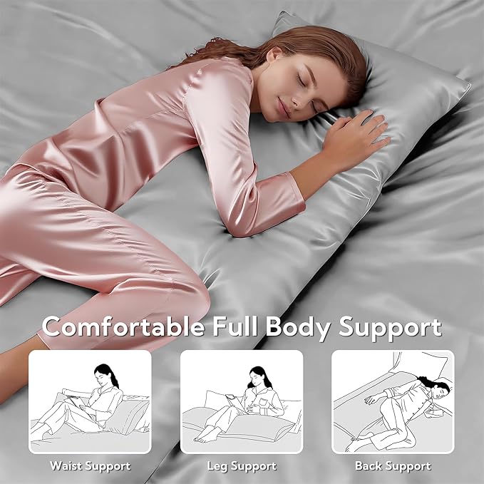 MR&HM Satin Body Pillow Cover, Soft and Breathable Body Pillow Case - Image 5