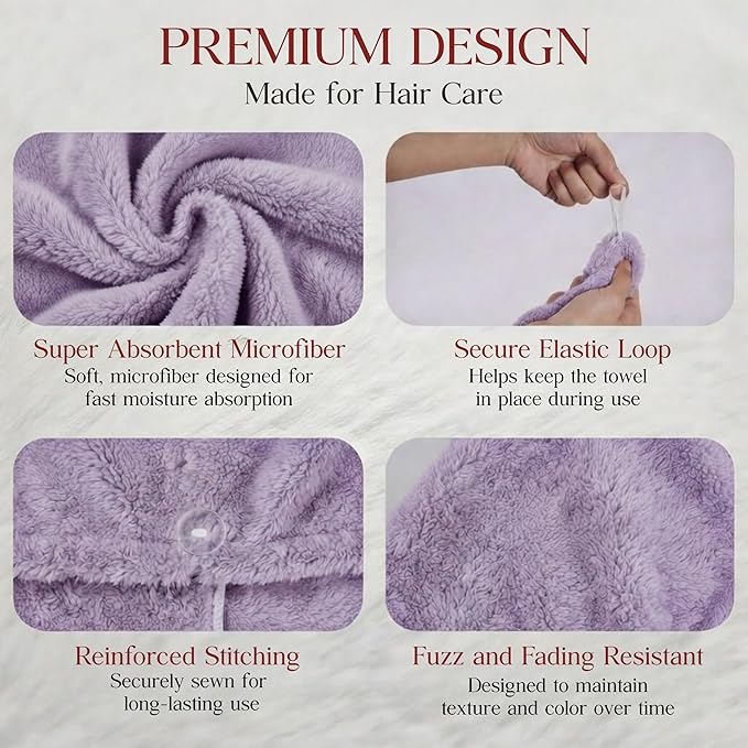3 Pack Microfiber Hair Towel Wrap - Image 4