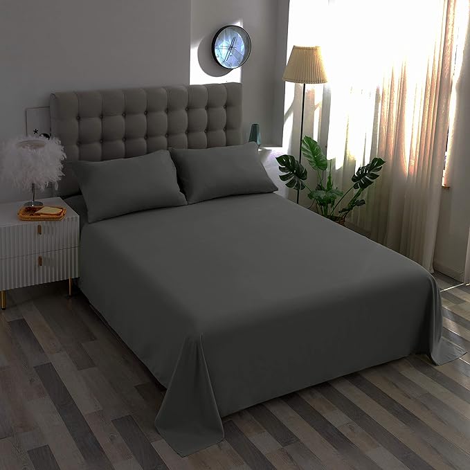 Sfoothome Fitted Sheet Dark Gray, 14 Inch Deep Pocket, Twin XL Bed Fitted Sheet - Image 3