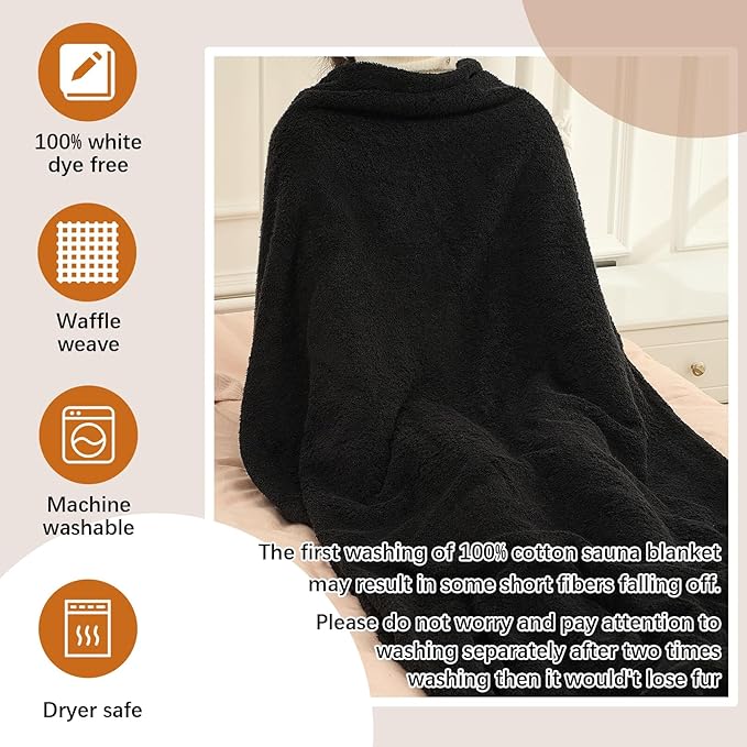 HunnmingRe Infrared Sauna Blanket Towel Inserted, 35 x 70”Cotton Sweat - Image 3