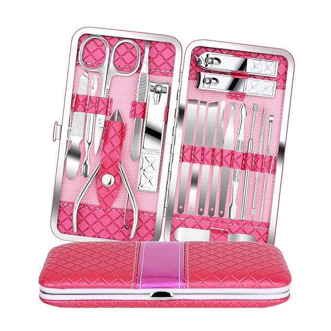Teamkio 18pcs Manicure Set Pedicure Nail Clippers Set Travel Hygiene Kit by Teamkio