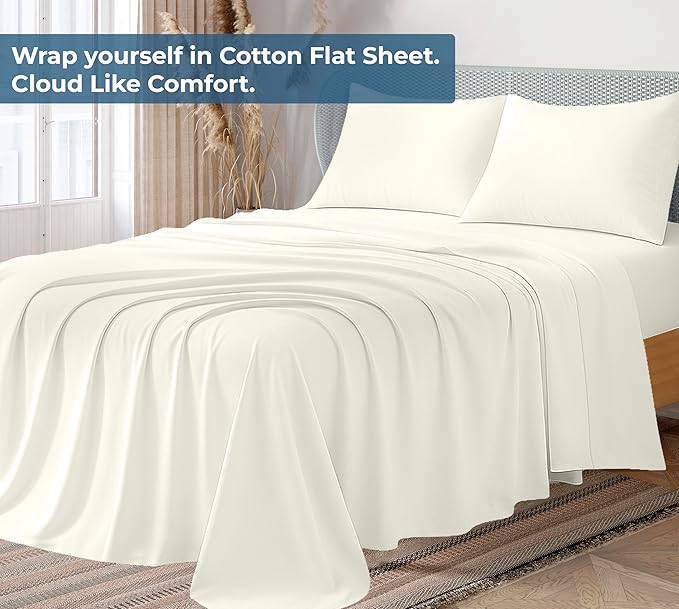 Royale Linen 100% Organic Cotton California King Flat Sheet Only - Image 2