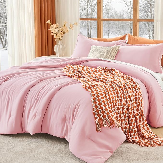 MUXHOMO Pink Queen Comforter Set, All Season Ultra Soft Down Alternative Bedding by MUXHOMO