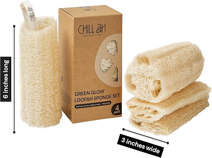 Chill Ah Green Glow Loofah Sponge Set – 100% Plant-Based, Biodegradable - Image 7
