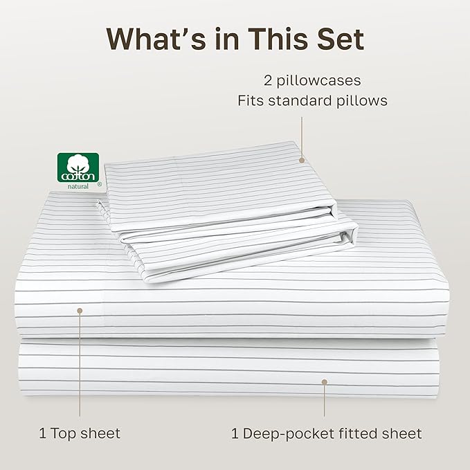 California Design Den Soft 100% Cotton Full Size Bed Sheets Set, 400 TC Good - Image 4
