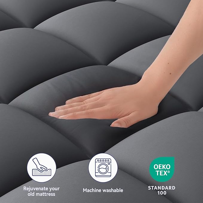 ELEMUSE Full XL Grey Mattress Topper - Image 3