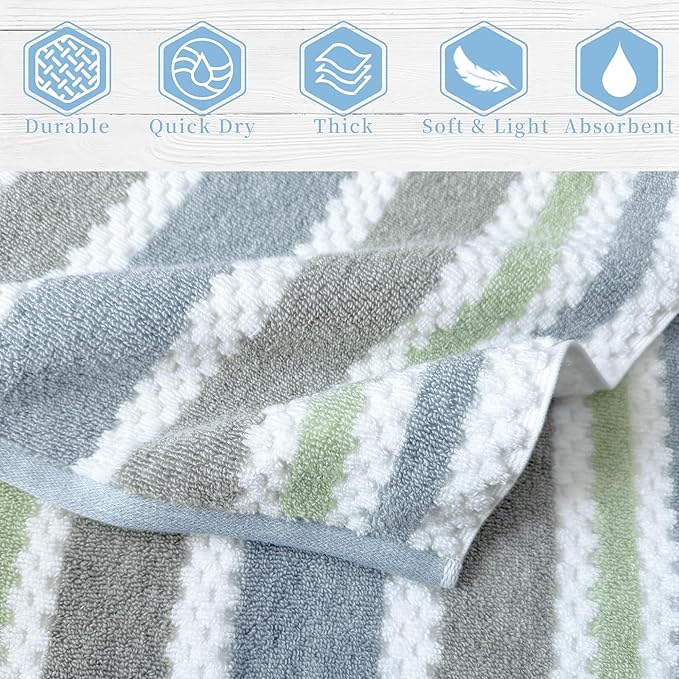 Waffle Washcloths for Bathroom, Striped Wash Cloths 6 Pack 13"x13" - Image 2