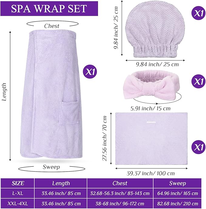 Tigeen Plus Size Towel Wrap for Women Spa Robe Set - Image 2