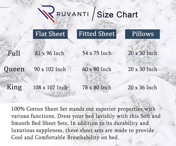 RUVANTI 100% Cotton Sheets – Twin Size Percale Bedding, Cooling & Breathable - Image 7