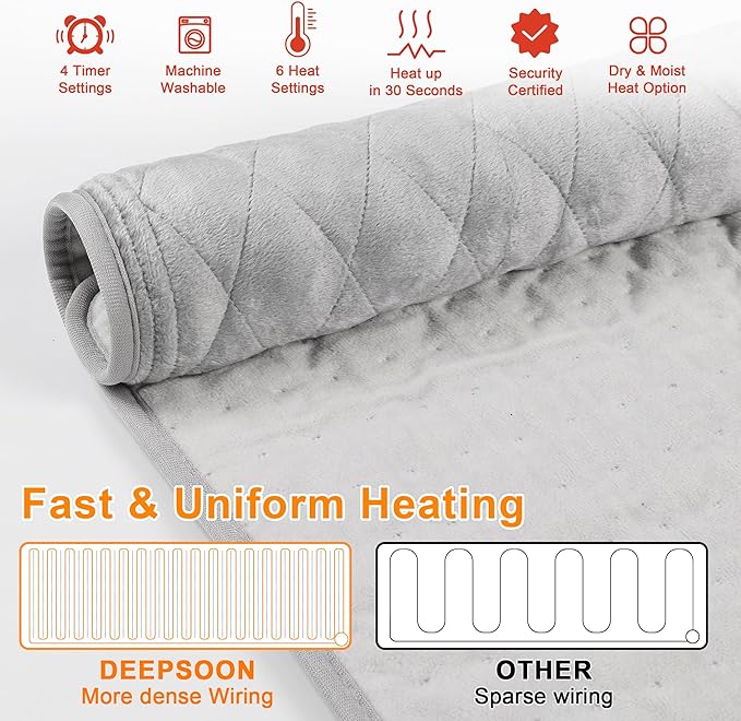 Deepsoon Heating Pad, Electric Heating Pads - Image 3