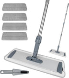 Microfiber Flat Mop for Floor Cleaning - Wet & Dry Mop for Hardwood, Vinyl, Tile Floors with 4 Reusable Washable Pads, Stainless Steel Adjustable Handle, 360° Rotatable Head