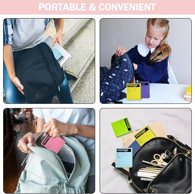 Phone Message Sticky Notes Phone Memo Pads, 9 Pads Lined Sticky Notes Pads, 4x6 inch Phone Message Pad Self Sticky Notes with Line Colorful Post Memos for Office, School and Home, 50 Sheetsx9 Pack