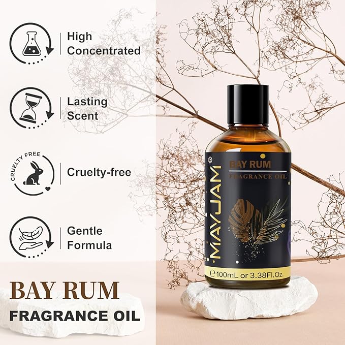 Bay Rum Fragrance Oil Essential Oil, MAYJAM 3.38FL.OZ Bay Rum Oil - Image 2