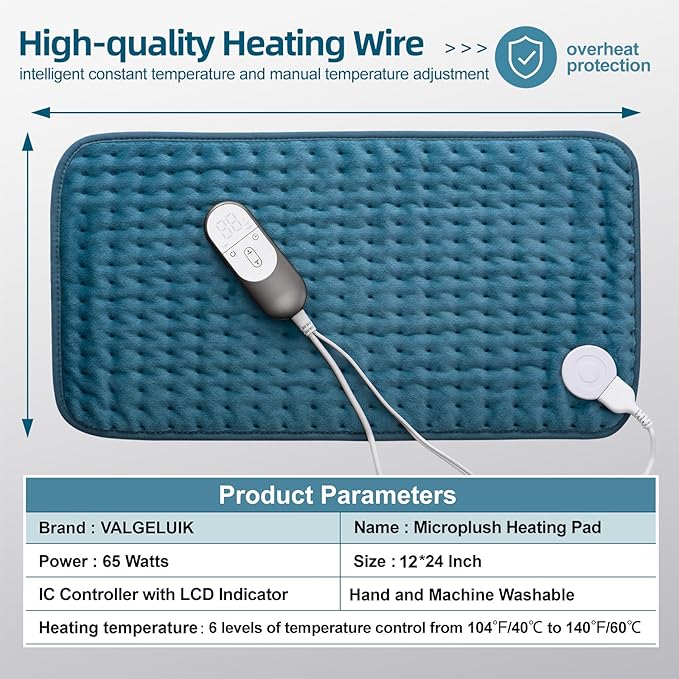 Heating Pad for Back Pain Relief, 12x24 inches, Moist/Dry Heat, Machine Washable - Image 9