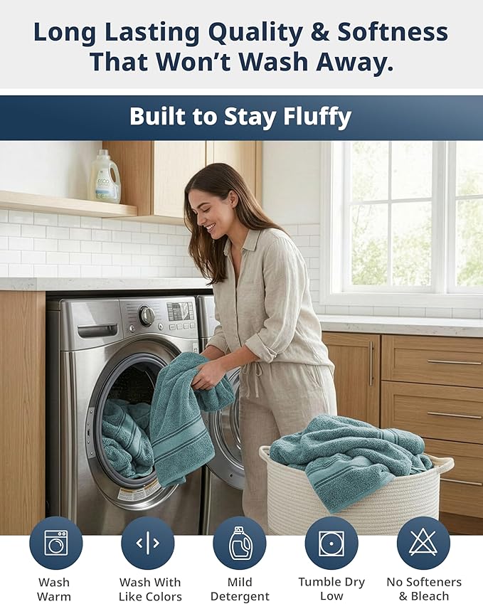 LANE LINEN 100% Cotton Bath Towel Set of 18 – 6 Bath, 6 Hand Towel & 6 - Image 8