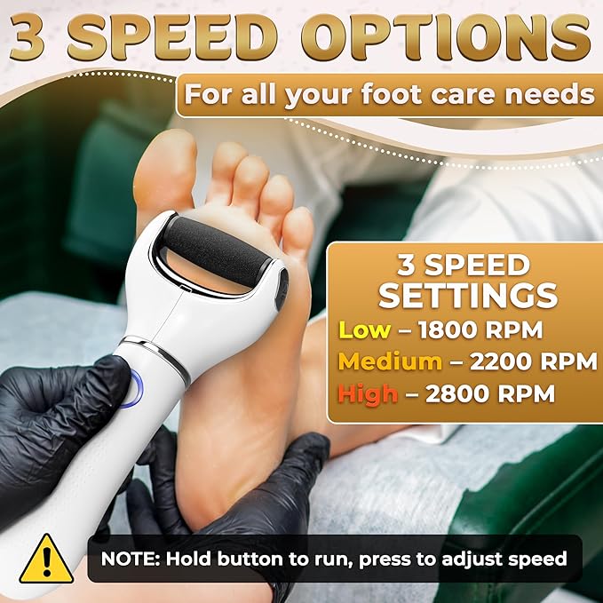 Electric Foot File Callus Remover – 3-Speed Foot Scrubber Electric, Dry Skin - Image 7