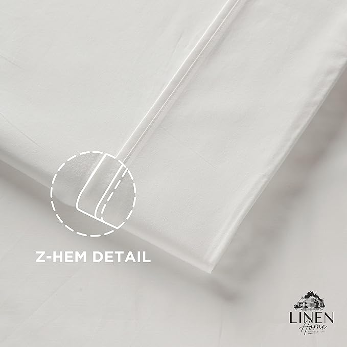 Linen Home 100% Cotton Percale 1 Flat Sheet, Full Size - Image 3
